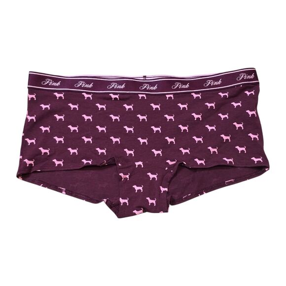 NWT Victoria's Secret PINK  Dog Logo Waist Boyshort Cheekster Panties XL Maroon - Picture 1 of 4